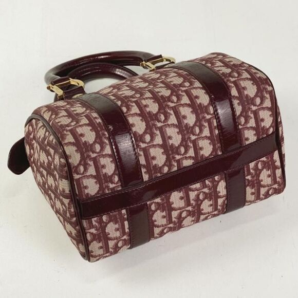Christian Dior Trotter Pattern Mini Boston Handbag Coated Canvas Leather - Picture 2 of 5